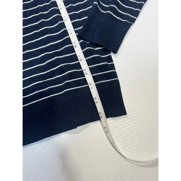 Banana Republic Silk Cashmere Striped Sweater Navy White Women’s Small Nautical - Picture 15 of 15